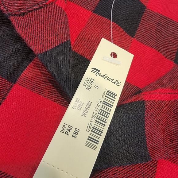 Madewell CUSTOM Front Tie Red Black Buffalo Plaid Flannel Shirt Charlie Daniel's - Picture 11 of 16
